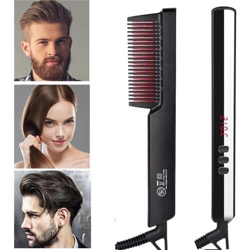 Multifunctional Hair Comb Brush Beard Straightener For Men Hair Straighten Electric Beard Straightening Comb Quick Hair Styler