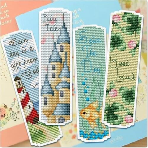 Seaside patterns on both sides bookmarks cross stitch kit counted 18ct 14ct Plastic Fabric needlework embroidery Craft kit