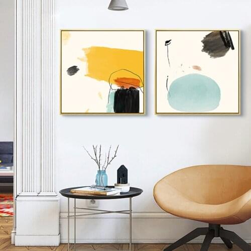 Nordic Hand-painted art color blocks wall art Canvas posters Painting Prints Abstract Posters for Living Room Morden Home Decor