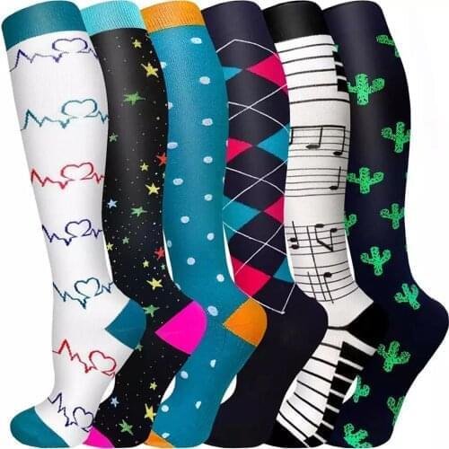 Compression Socks Women Men Knee High Running Cycling Sports Socks( 3/4/5/6/7/8/9 Pairs) For Edema Diabetes Varicose Veins Socks