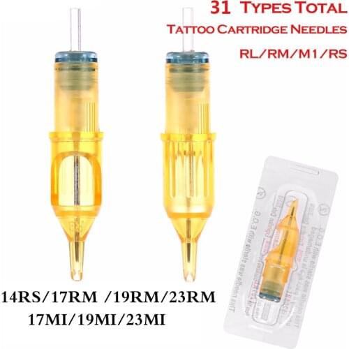 New Hot 10 Pcs Disposable Semi-Permanent Makeup Tattoo Cartridge Needle Tattoo Gun Supplies 14RS/17RM/19RM/23RM/17MI/19MI/23MI