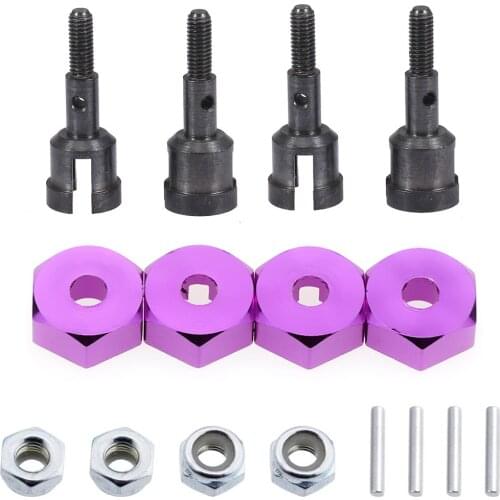 7mm to 12mm Wheel Hex Hub Convert Adapter & Axle Shaft & Locknuts for Wltoys A949 A959 K929 RC Car 1/18 Turn 1/10 Upgrade Parts