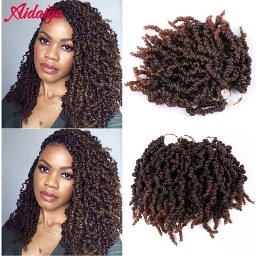 Aidaiya Pre-twisted Spring Twist Hair 10 inch 15Strands Passion Twist Crochet Hair Black Brown Burgundy Ombre Braiding Hair