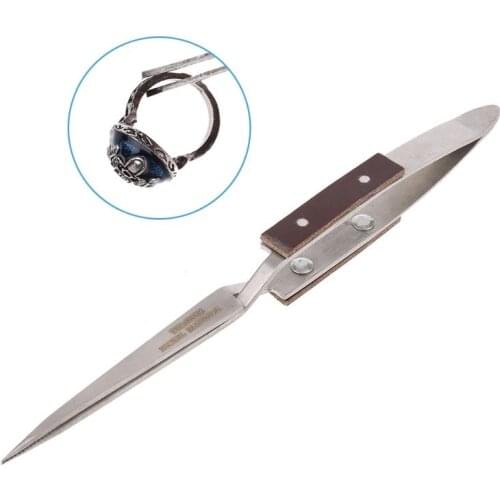 Straight/Curved Tip Selflock Tweezer Cross Locking Jeweler Jewelry Making Tool