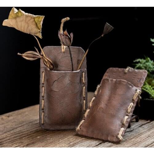 Retro Stoneware Wall Hanging Flowerpot Hydroponic Flower Japanese Art Retro Hanging Flower Basket Wall Succulent Vase Decoration