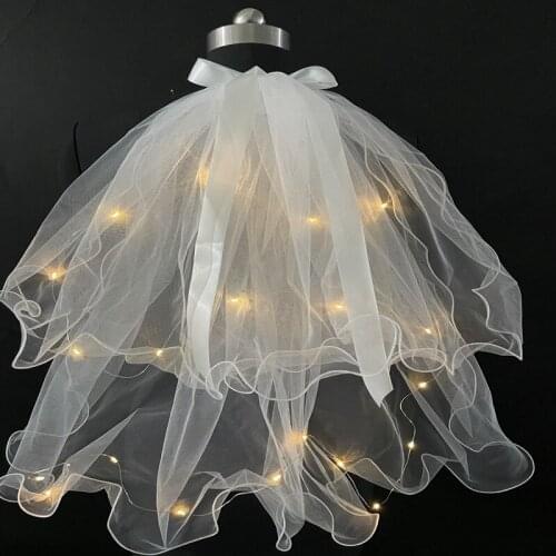 Wedding Accessories Short Simple Wedding Veil White Bridal Veil Cheap Wedding Veil Glowing Veil with light