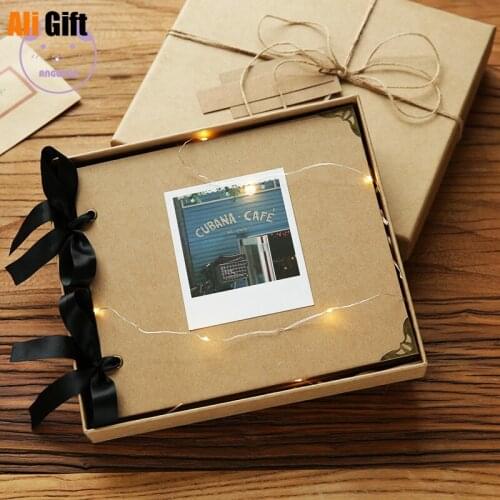 Creative Loose-leaf Ribbon Photo Album Scrapbook 20 Pages Blank DIY Album Photo Cover Self-adhesive Scrapbook Photo Album