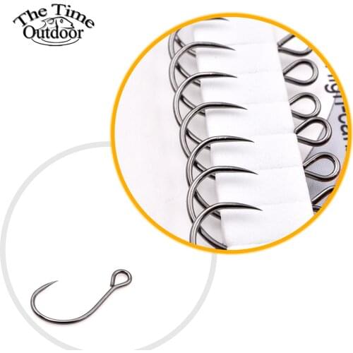 Thetime 10pcs barbless ISEE high carbon steel big eye single hooks carp Fishing tackle for Minnow Crankbait fishhooks Peche