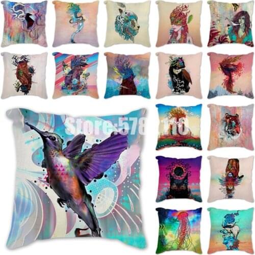 Wolf Skeleton Jellyfish Goat Tiger Throw Pillows Cushion Cover Cat Home Decoration Accessories chair cushion plush Pillowcase