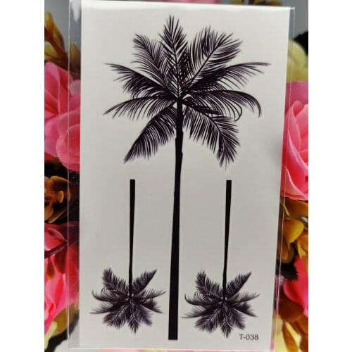 Women Men Girl Fake Tattoo Stickers Seaside Coconut Tree Waterproof Temporary Tattoos Transferable Tatoo Art Tatoo