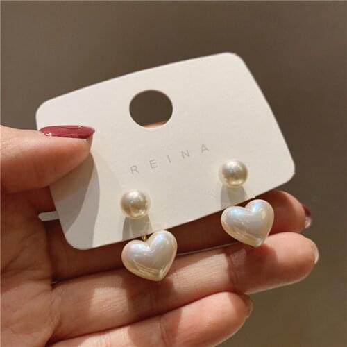 2020 New fashion contracted Heart Pearl fine earrings joker sweet elegant temperament Women Drop earrings Gift