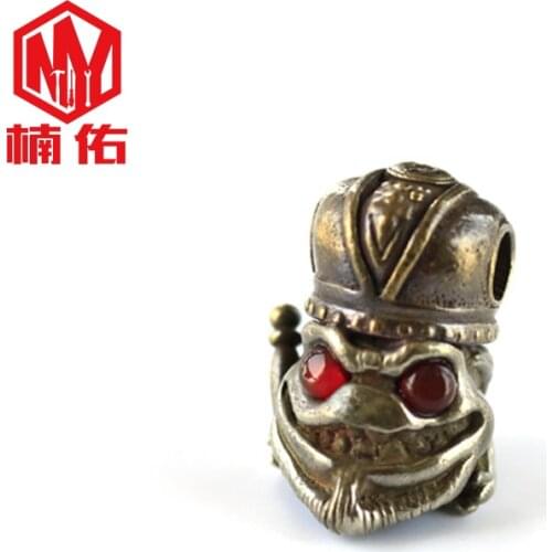 1PCS Creative Brass Inlaid Frog Knife Beads EDC Paracord Beads Outdoor Accessories Bracelet Accessories