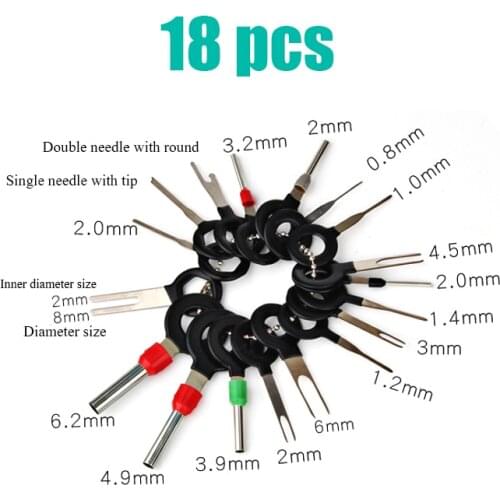 11pcs / 18pcs stainless steel car plug circuit board terminal harness retractor extraction pick-up connector removal tool