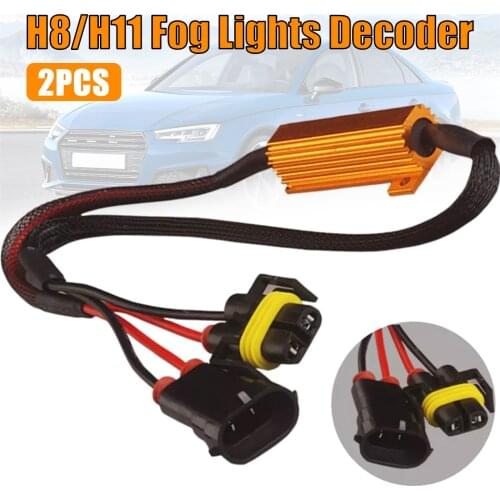 2PCS H11 / H8 Fog Lights Decoder LED Fog Lamps Resistance Line LED Gold Fixed Resistor