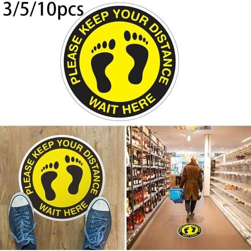 3/5/10Pcs Please Keep Your Distance Floor Graphics Stickers Bathroom Toilet Door Floor Sticker Sign Home Decoration