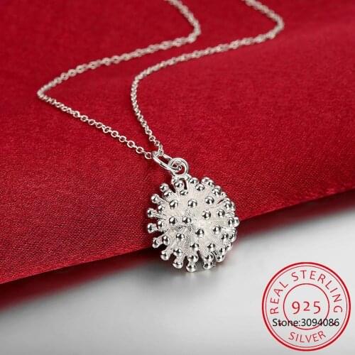 925 Sterling Silver Fireworks Pendant Necklace 18 Inch Snake Chain For Women Wedding Engagement Party Jewelry