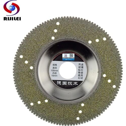 RIJILEI 100mm Electroplated Diamond Grinding Disc Bowl Type Saw Blade Glass Cutting Wheel For Ceramics Tiles MX24