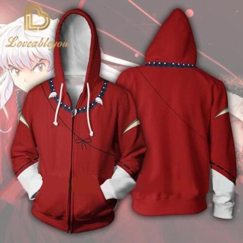 Anime Inuyasha Sesshomaru Jacket Hoodie 3D Animation Clothes Cosplay Coat Zipper Hooded Unisex Costume Sweatshirt Hoodies Coats