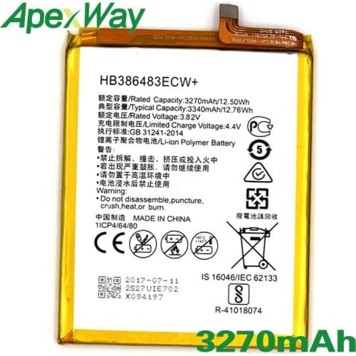 ApexWay 2PCS/lot HB386483ECW 3270mAh Phone battery for Huawei Honor 6X / G9 plus / Maimang 5 / GR5