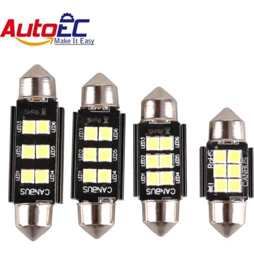 AutoEC 100x 12v Festoon 6 led 3030 Dome Light bulb canbus no error 31mm 36mm 39mm 41mm wholesale #LK136