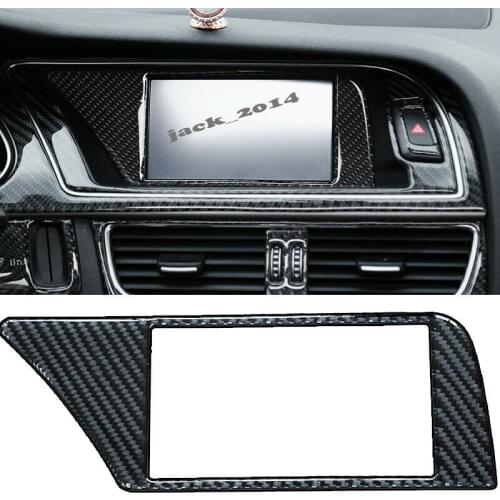 Real Carbon Fiber Car Navigation Panel Decorative Cover Trim For Audi A4 B8 2009-2015