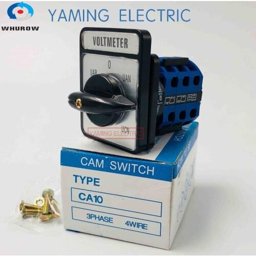 CA10 Voltmeter selector Cam switch 3 phase 4 wire 7 position 20A 660V Changeover rotary switch 12 terminals LW26