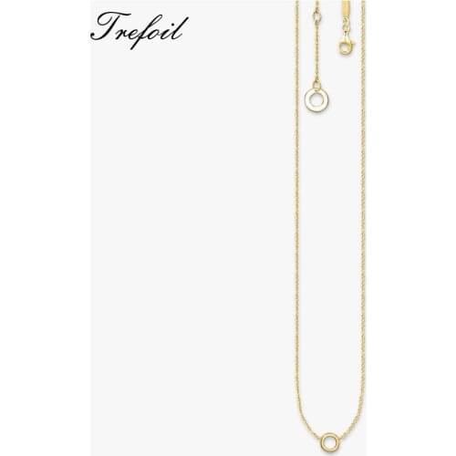Link Chain Necklace Golden Circle Carrier,2020 Summer Brand New Fashion 925 Sterling Silver Jewelry Ethnic Gift For Women Men