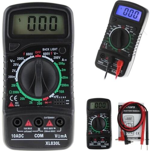Digital LCD Multimeter XL-830L Voltmeter Ammeter AC/DC/OHM Volt Current Tester