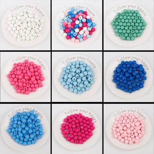 14mm Thread Wooden Beads 50pcs Space Round Beads with 3.5mm hole for Charms Bracelet Necklace For Jewelry Making DIY