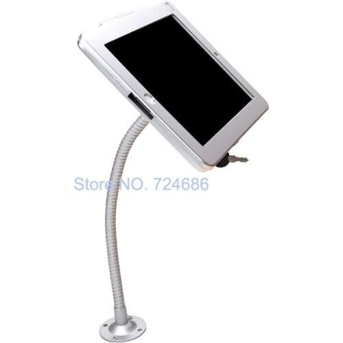 For iPad 2/3/4 /air/pro 9.7" gooseneck secure holder mount on table or desk with display lockable enclosure kiosk stand eStand