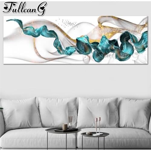 FULLCANG Green blue gray gold line abstract mosaic painting large diy full square round drill 5d diamond embroidery kits FC3561