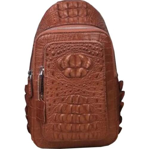 Ousidun Import crocodile Chest bag male Inclined shoulder bag leisure Mens bags multi-function men chest bag