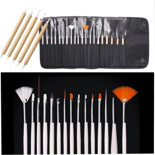 20pcs/set High Quality Nail Liner Brush Dotting Painting Drawing Pen Nail Art Design UV Gel Polish Brushes Women Accessoreis Kit