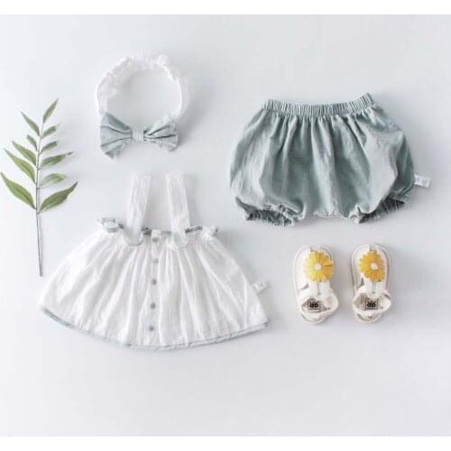 Newborn Kids Baby Girls Clothes Set Outfits Small Camisole + Pants +Headbands Suit Sweet Two-piece Suit Romper 0-2T