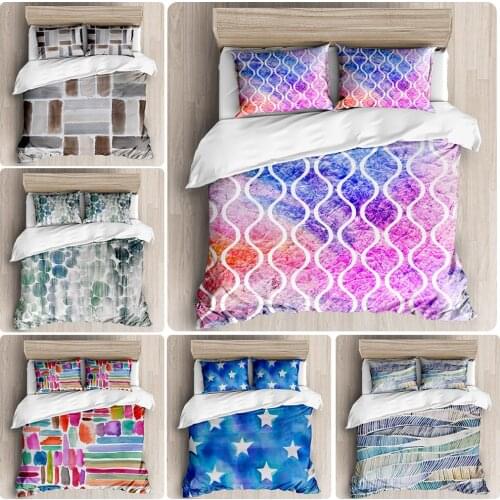 Simple Bedding Sets 3d Print Multicolor Color Block Stitching Pattern Bedding Set Duvet Cover Pillowcases 2/3pcs Luxury Bed Set