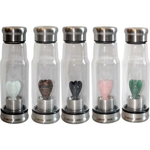 Quartz Gemstone Crystal Glass Elixir Water Bottle Point Hand-Carved 2 inches Angel Cup Crystal Wand gift