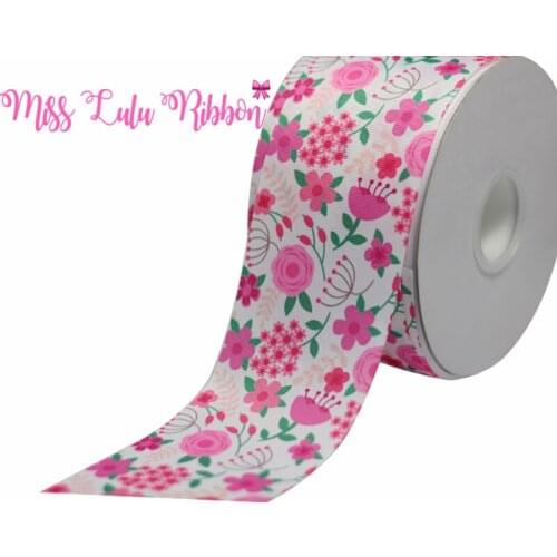 6mm-75mm Flower printed ribbon red rose grosgrain ribbon 22mm 25mm 38mm DIY handmade hair bows wedding gift wrap 50 Yards 50mm