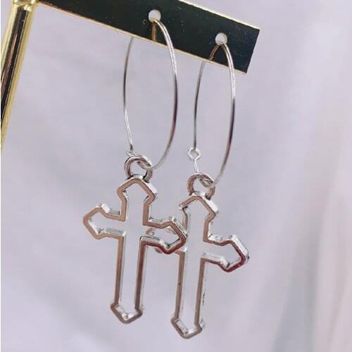 Fashion Simple Cross Pendant Earrings Quality Drop Earrings for Girls Women Gift Lovely Jewelry