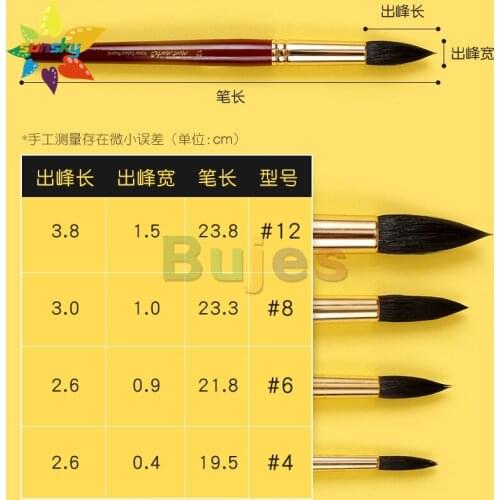 Mont Marte Squirrel hair Watercolor brush hand painted Chinese painting Nylon round head pointed head Retain water Art Supplies