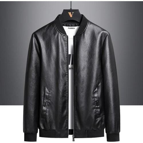 Hawaifish leather jacket men 2021 spring and autumn new popular Korean style slim thin motorcycle jackets plus size 7XL 8XL