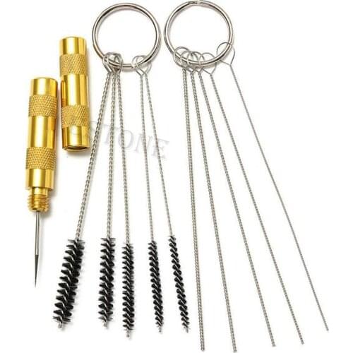 11pcs Airbrush Spray Cleaning Repair Tool Kit Stainless Steel Needle & Brush Set X7YB