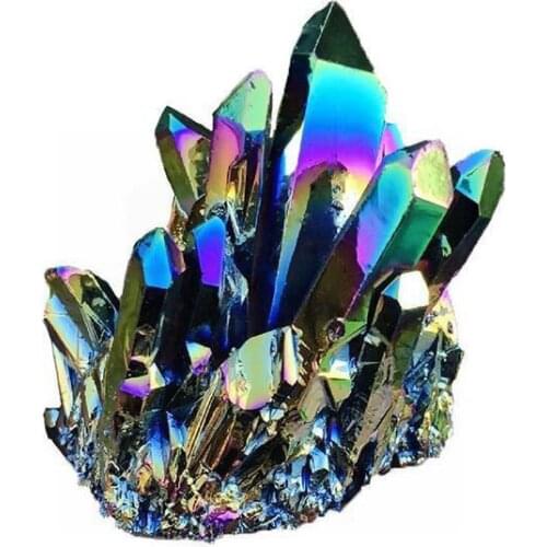 Natural Quartz Crystal Rainbow Titanium Cluster Mineral Specimen Stone Healing H5M4