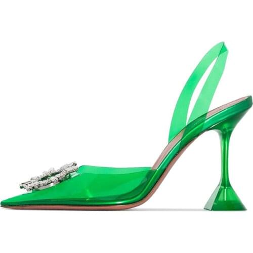 European and American fashion new products transparent pointed toe ladies crystal heel shoes Summer all-match womens shoes