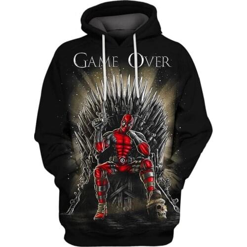 New Fashion DC deadpool with The Iron Throne 3d hoodies/Sweatshirt Winter autumn funny long sleeve Harajuku Hoodies top