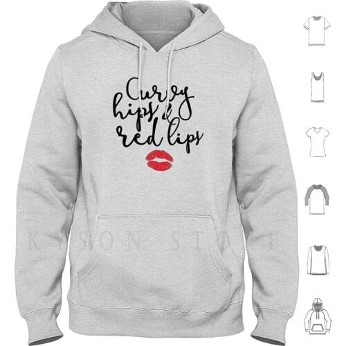 Curvy Hips & Red Lips Hoodies Long Sleeve Plus Size Curves Body Positive Fat Acceptance Fat Positive Body