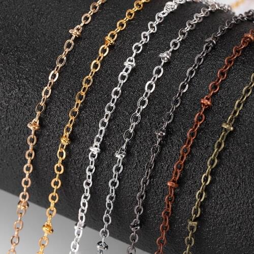 5M/Lot 1.5 2mm Gold Color Copper Clad Iron Oval Chain Necklace Bracelet with Beads for DIY Jewelry Making Findings Supplies