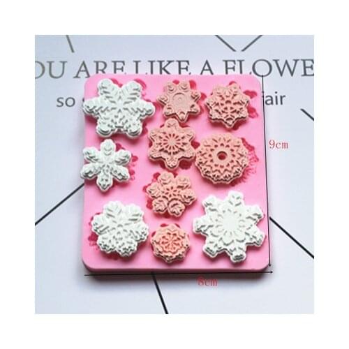 P697 10 hole snowflake molds silicone mold cake decoration mold, chocolate die lace mold