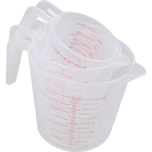 250/500/1000ML/100ML Plastic Measuring Cup Jug Pour Spout Surface Kitchen Tool Supplies Quality cup with graduated Kitchen