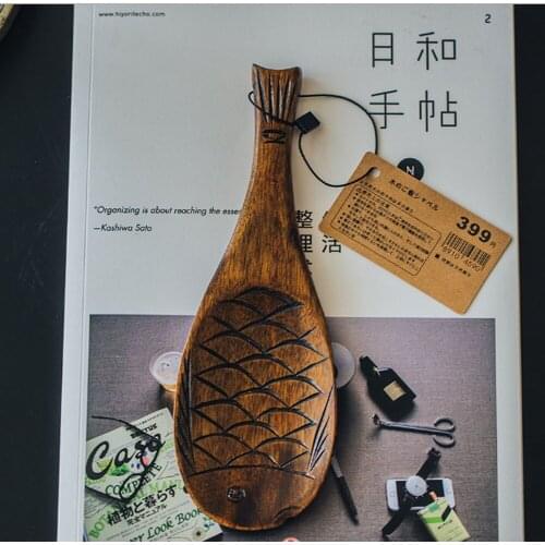 Tableware Nanmu spoon wooden rice shovel rice spoon creative zakka fish-shaped ins