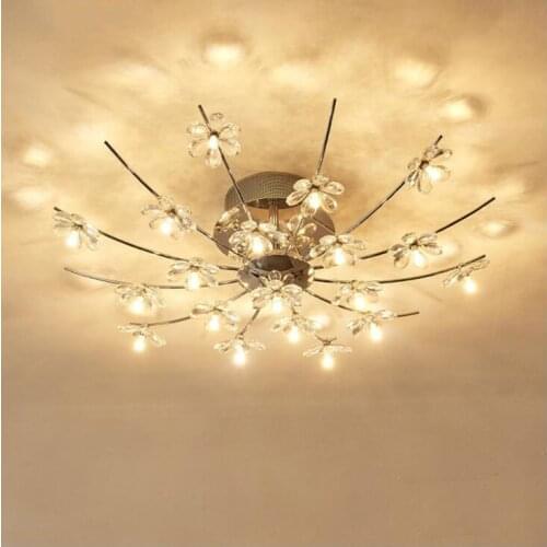 Simple modern creative living room crystal lamp Neoclassical post modern restaurant bedroom crystal flower ceiling lamp